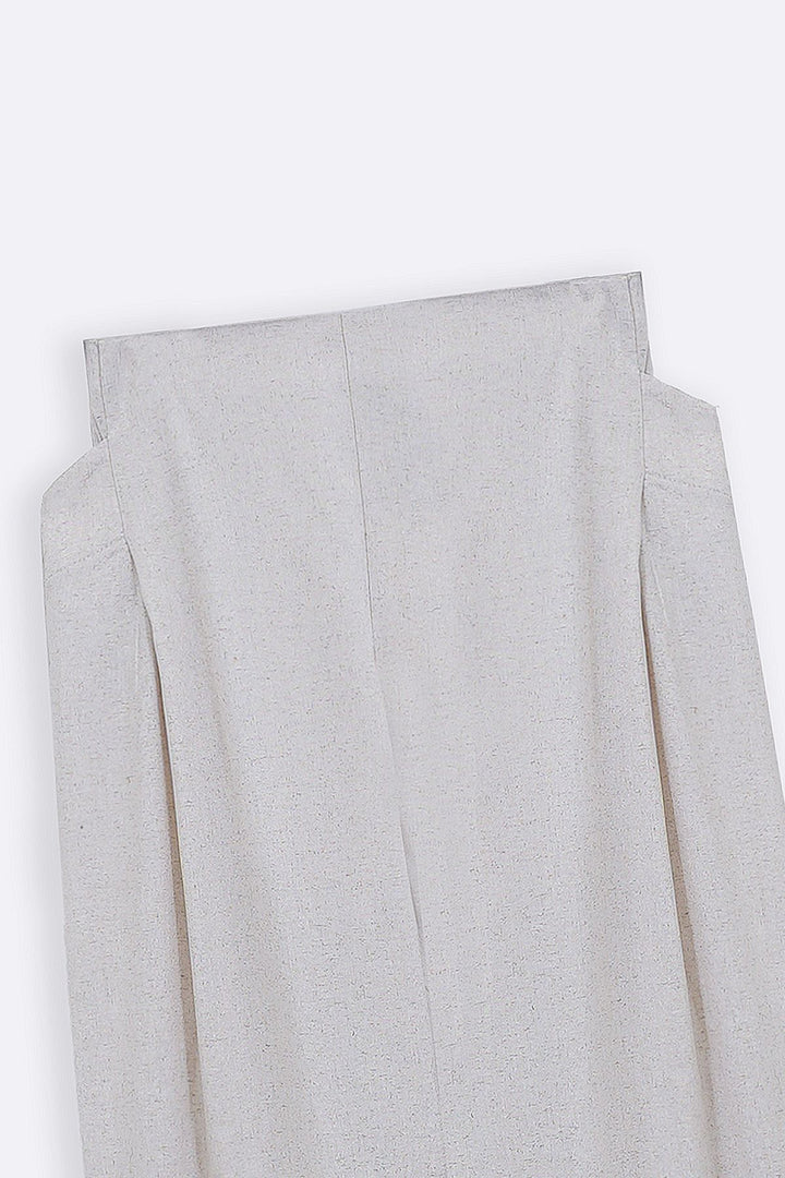 OAT WHITE PLEAT LINEN BLEND PANTS