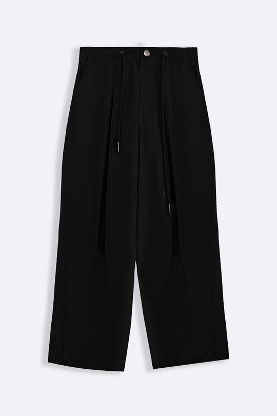 BLACK COTTON SLOUCH PANTS