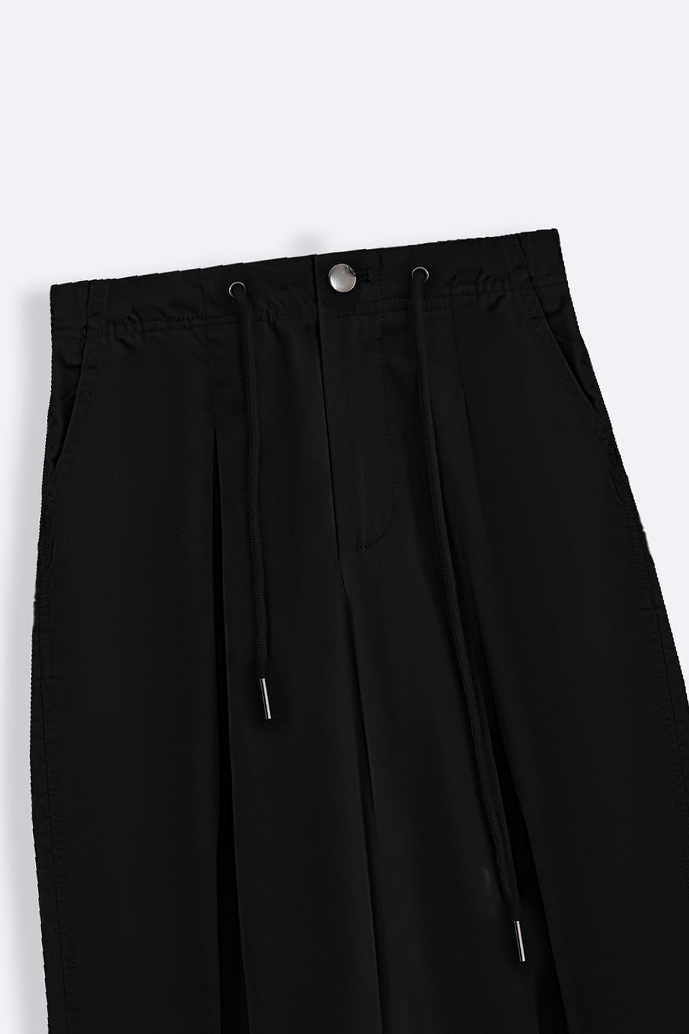 BLACK COTTON SLOUCH PANTS