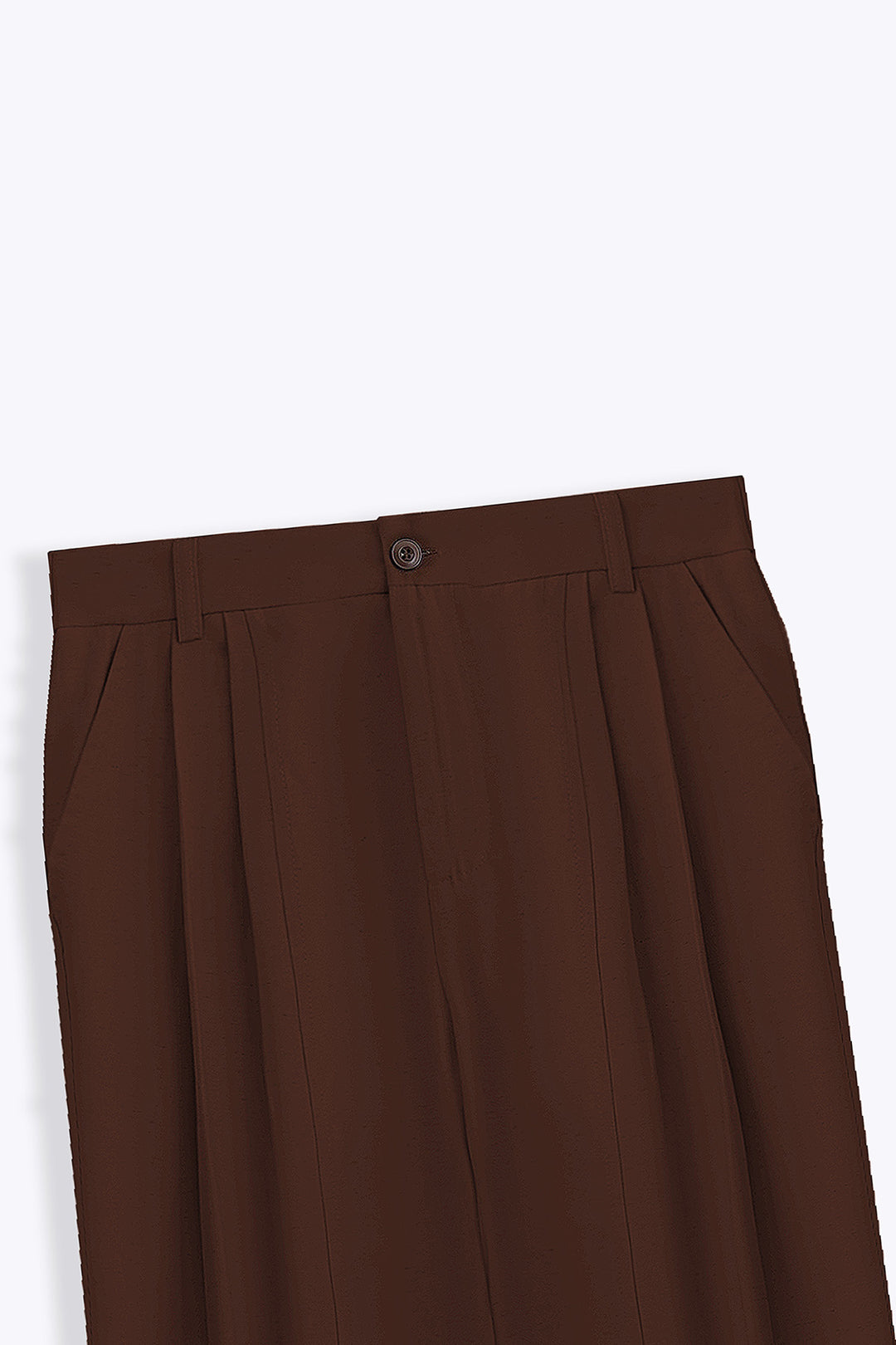 BROWN COTTON-TENCEL CROPPED PANTS