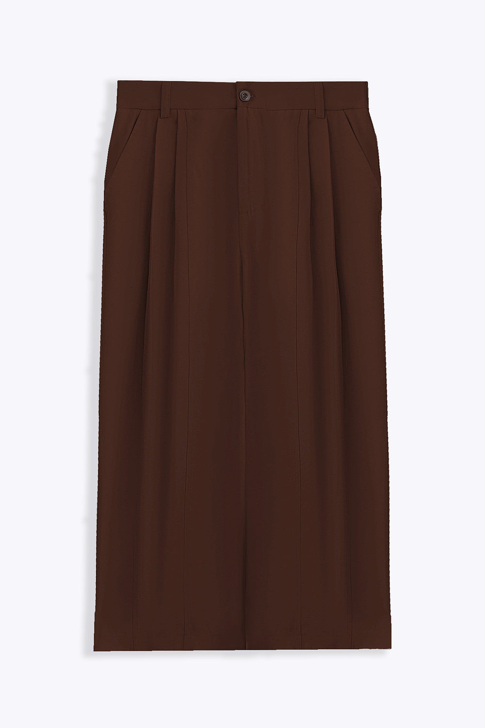 BROWN COTTON-TENCEL CROPPED PANTS