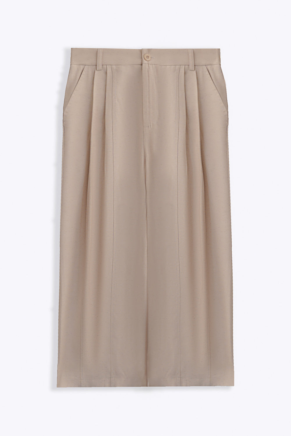 OAT WHITE COTTON-TENCEL CROPPED PANTS