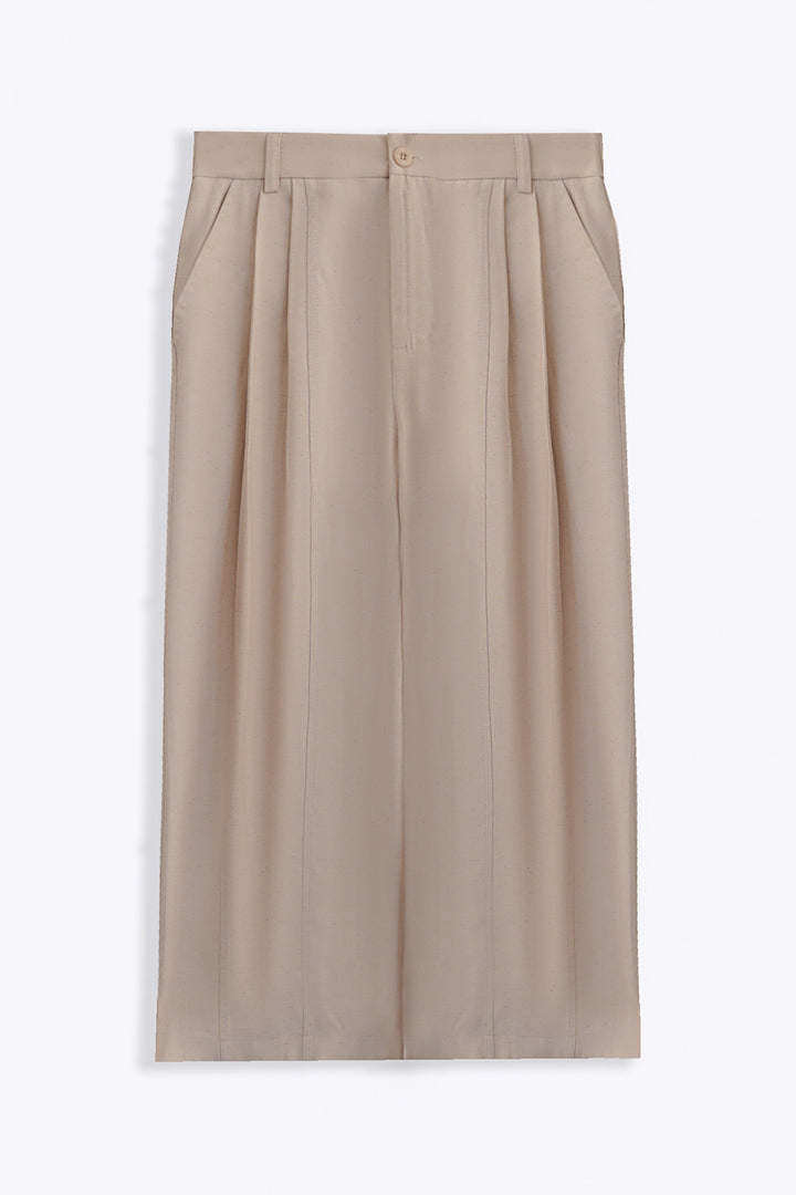 OAT WHITE COTTON-TENCEL CROPPED PANTS