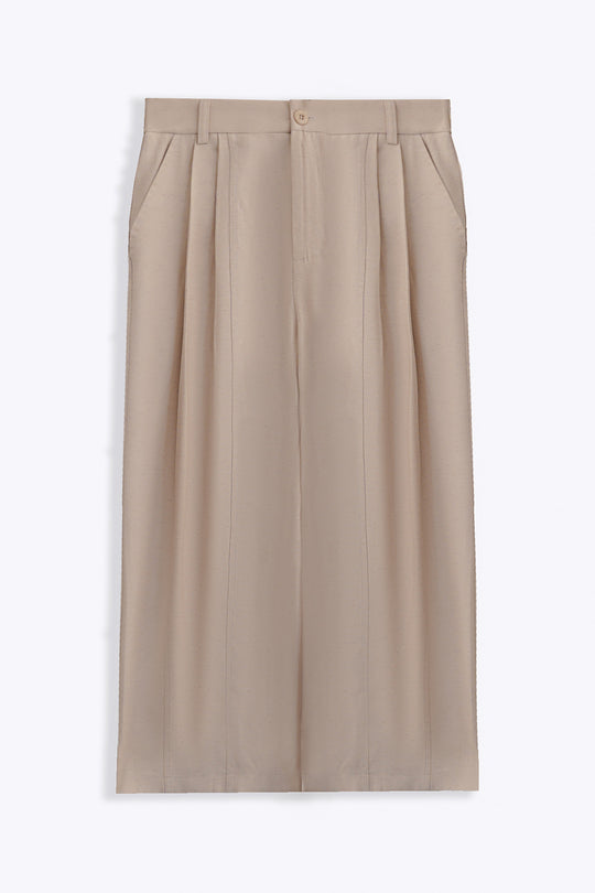 OAT WHITE COTTON-TENCEL CROPPED PANTS