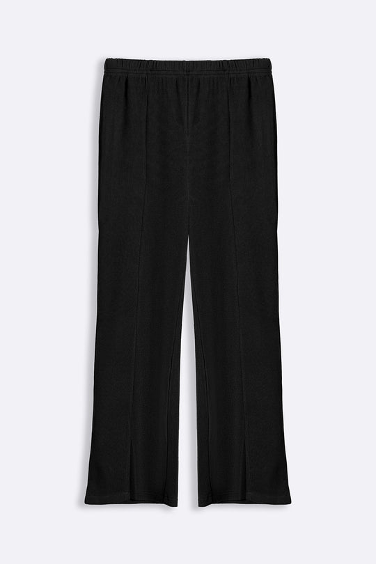 BLACK TAPERED SLIT PANTS