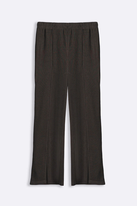 BROWN TAPERED SLIT PANTS