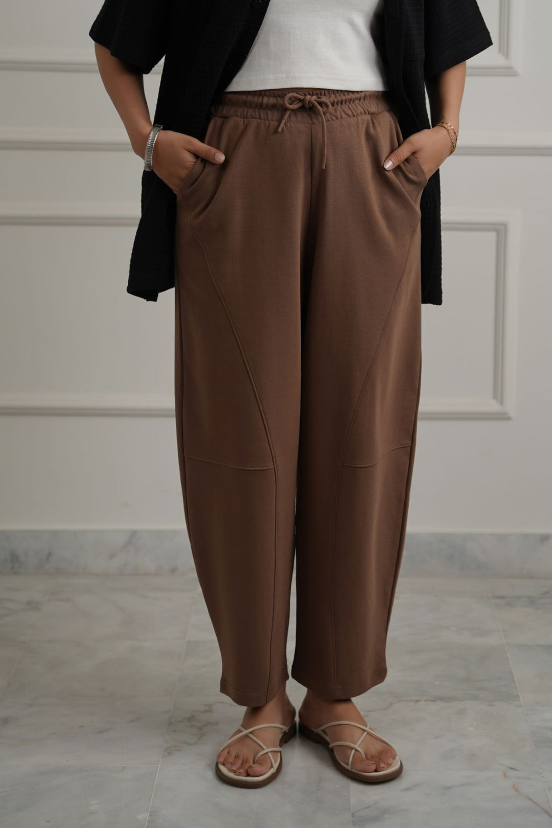TAUPE STUDIO BARREL PANTS