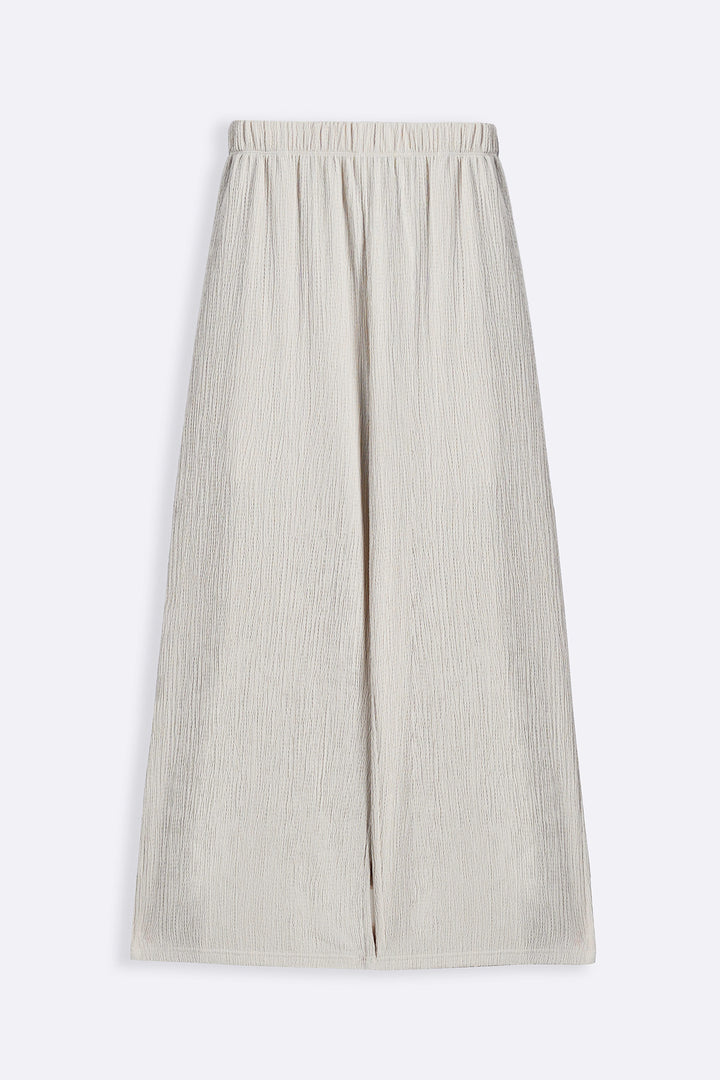 IVORY CRINKLE KNIT PANTS