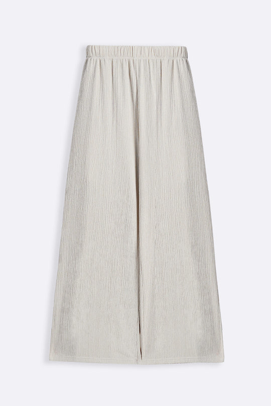 IVORY CRINKLE KNIT PANTS