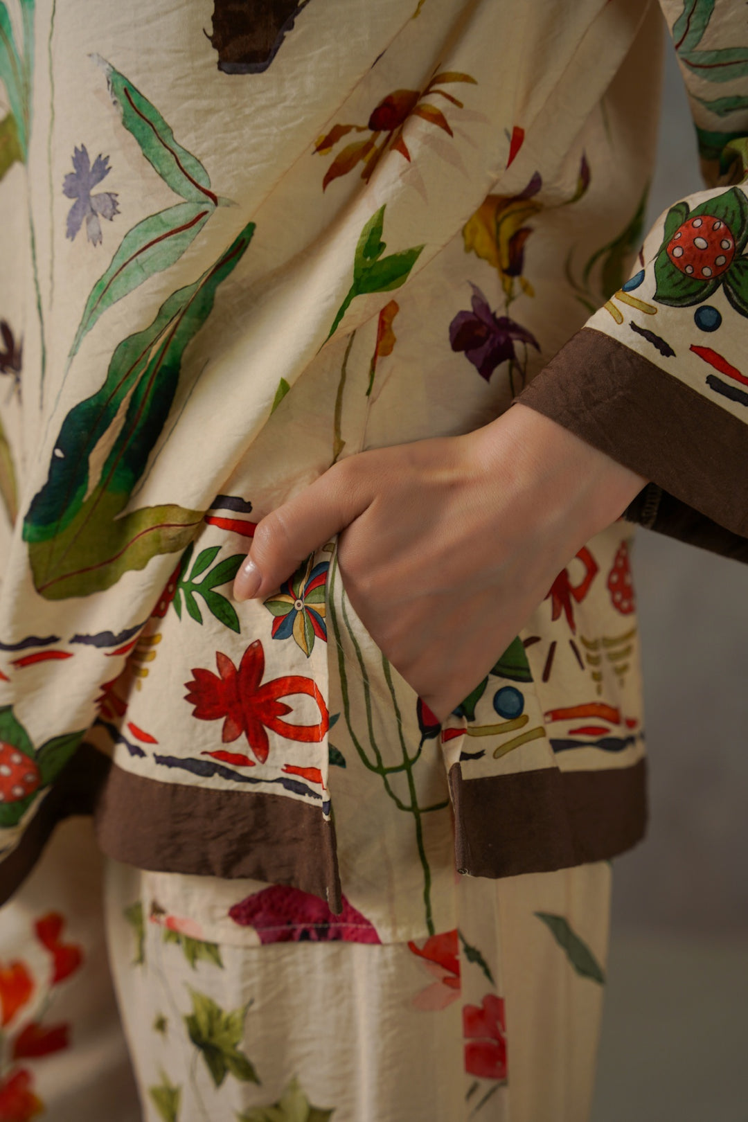 CREAM FERN & POPPY PANTS