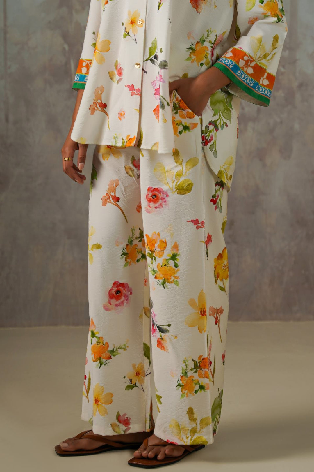 OFF WHITE LILIES AT DAWN PANTS