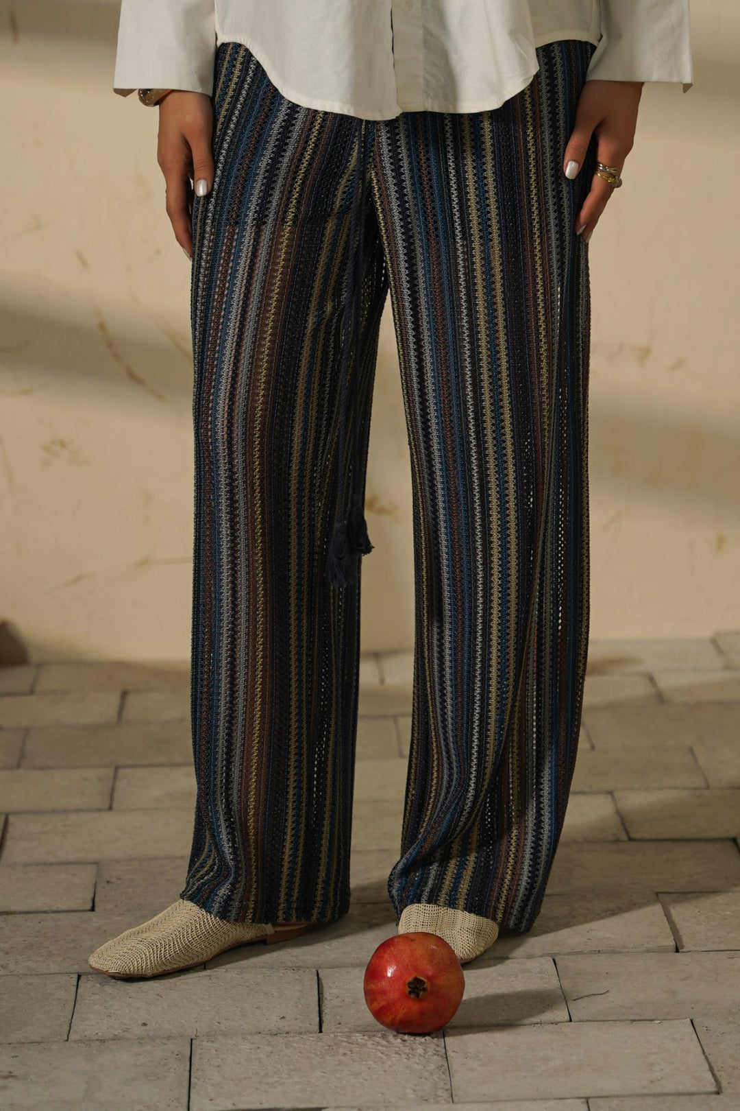 NAVY RESORT PANTS WITH LINING