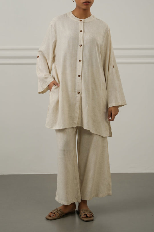 OAT MELANGE LINEN BLEND EASE CULOTTES