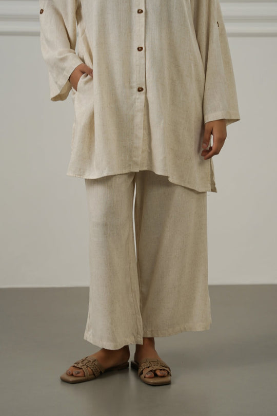 OAT MELANGE LINEN BLEND EASE CULOTTES