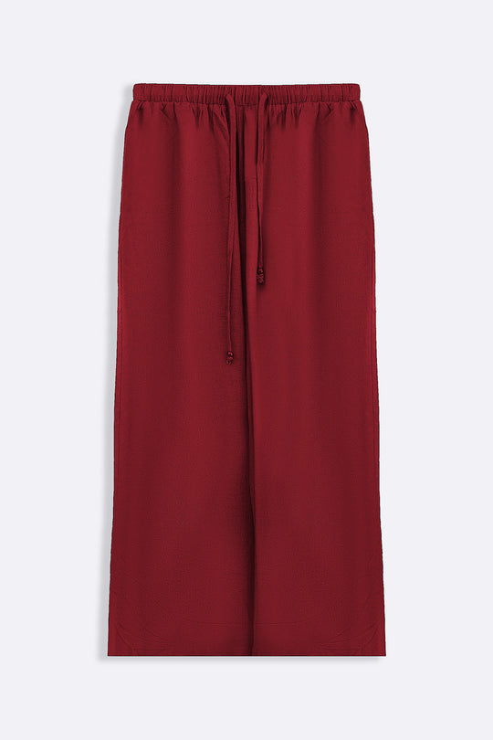 RED LINEN BLEND EASE CULOTTES