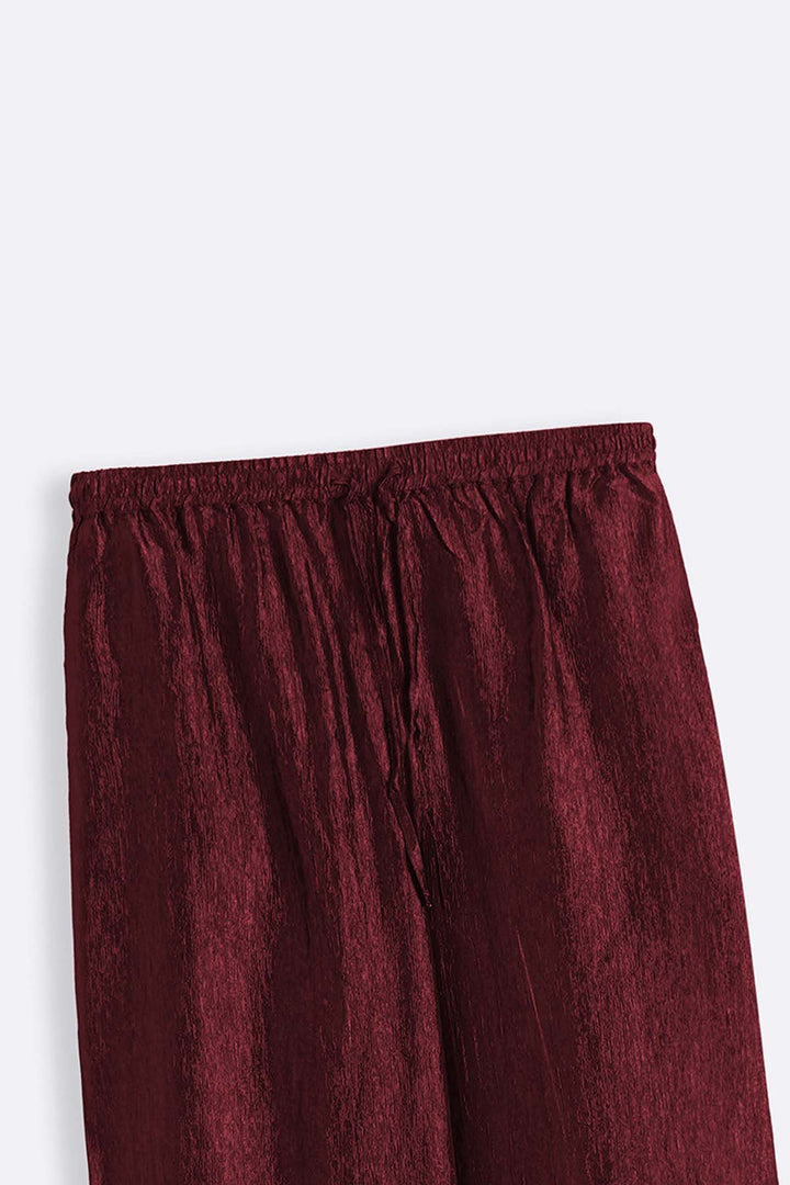 RUST TEXTURED FLOWY PANTS