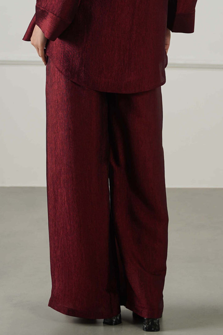 RUST TEXTURED FLOWY PANTS