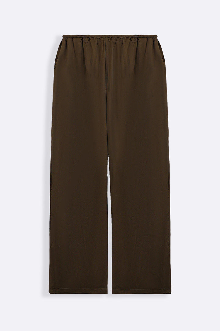 OLIVE SATIN WIDE PANTS