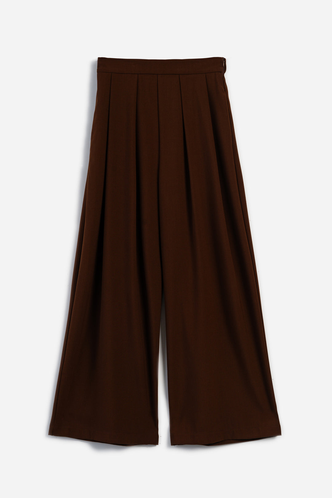 BROWN FLOW PLEATED PANTS