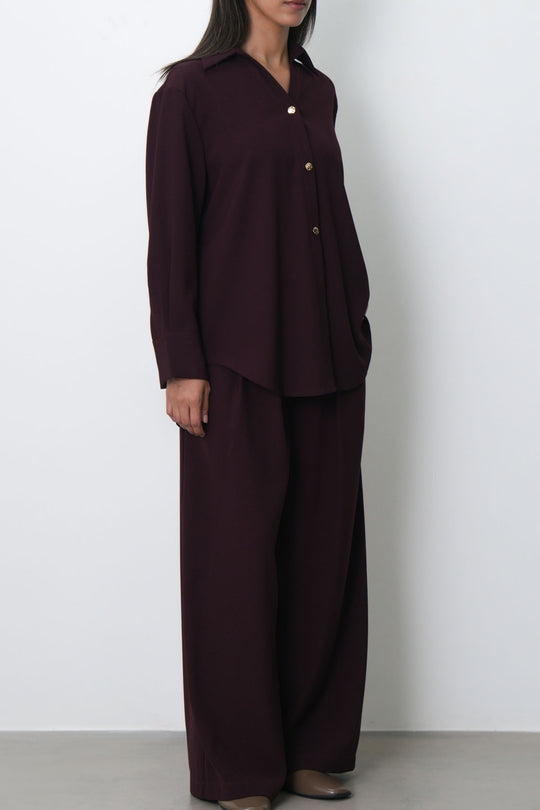 WINE FLOW PLEATED PANTS