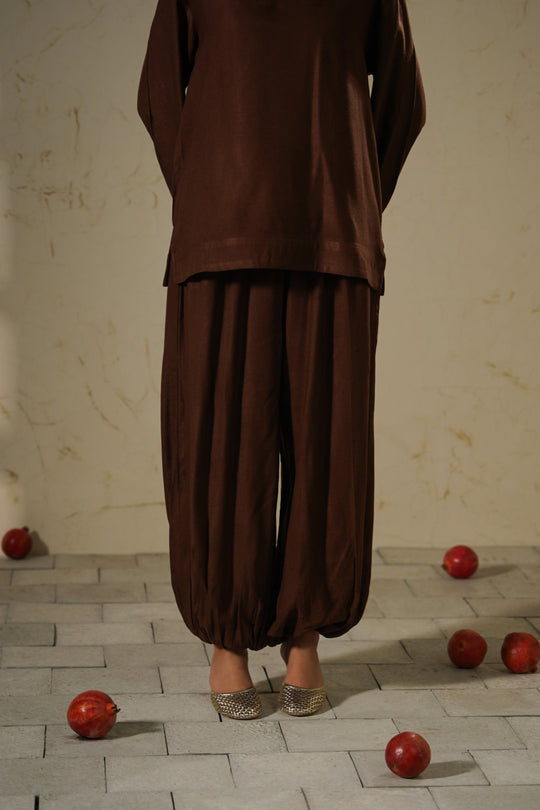 BROWN SLOUCHY HAREM PANTS
