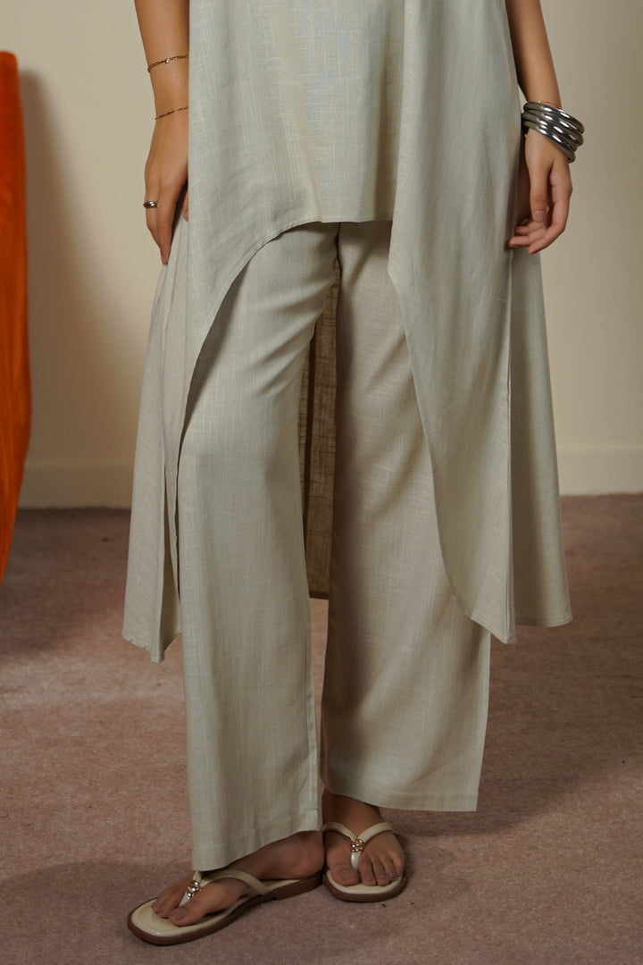 OAT WHITE EVERYDAY LINEN BLEND PANTS