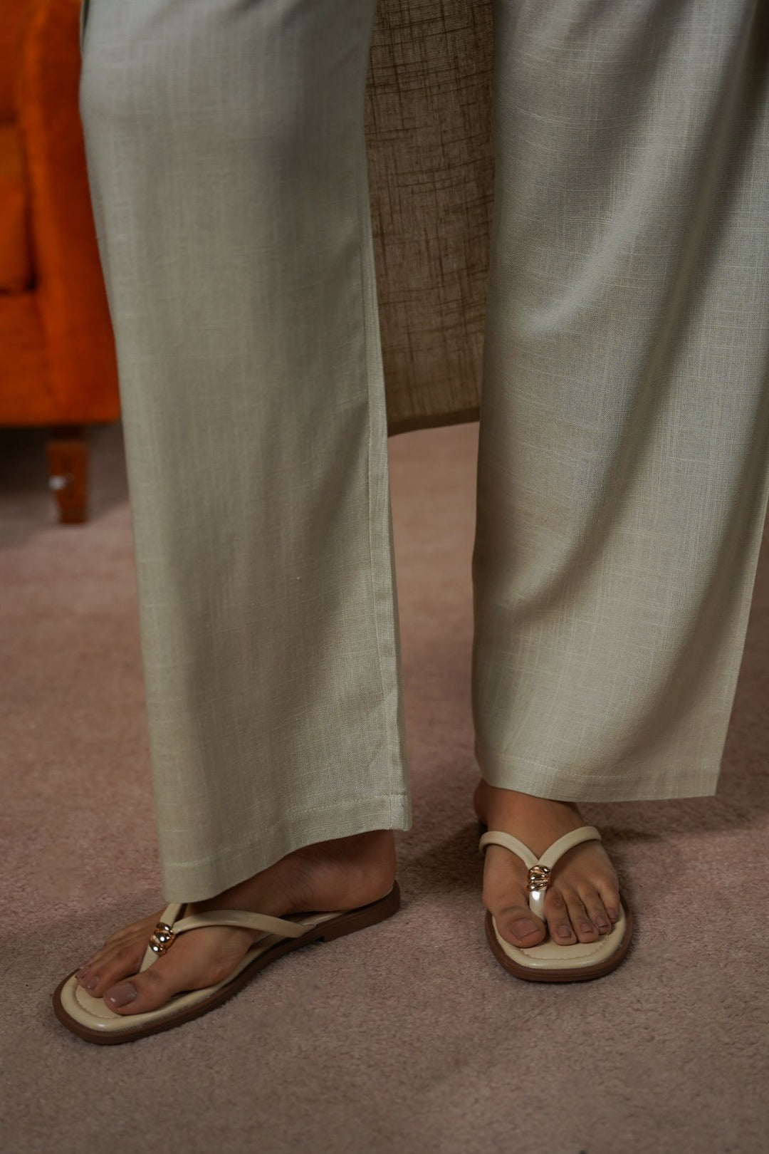 OAT WHITE EVERYDAY LINEN BLEND PANTS