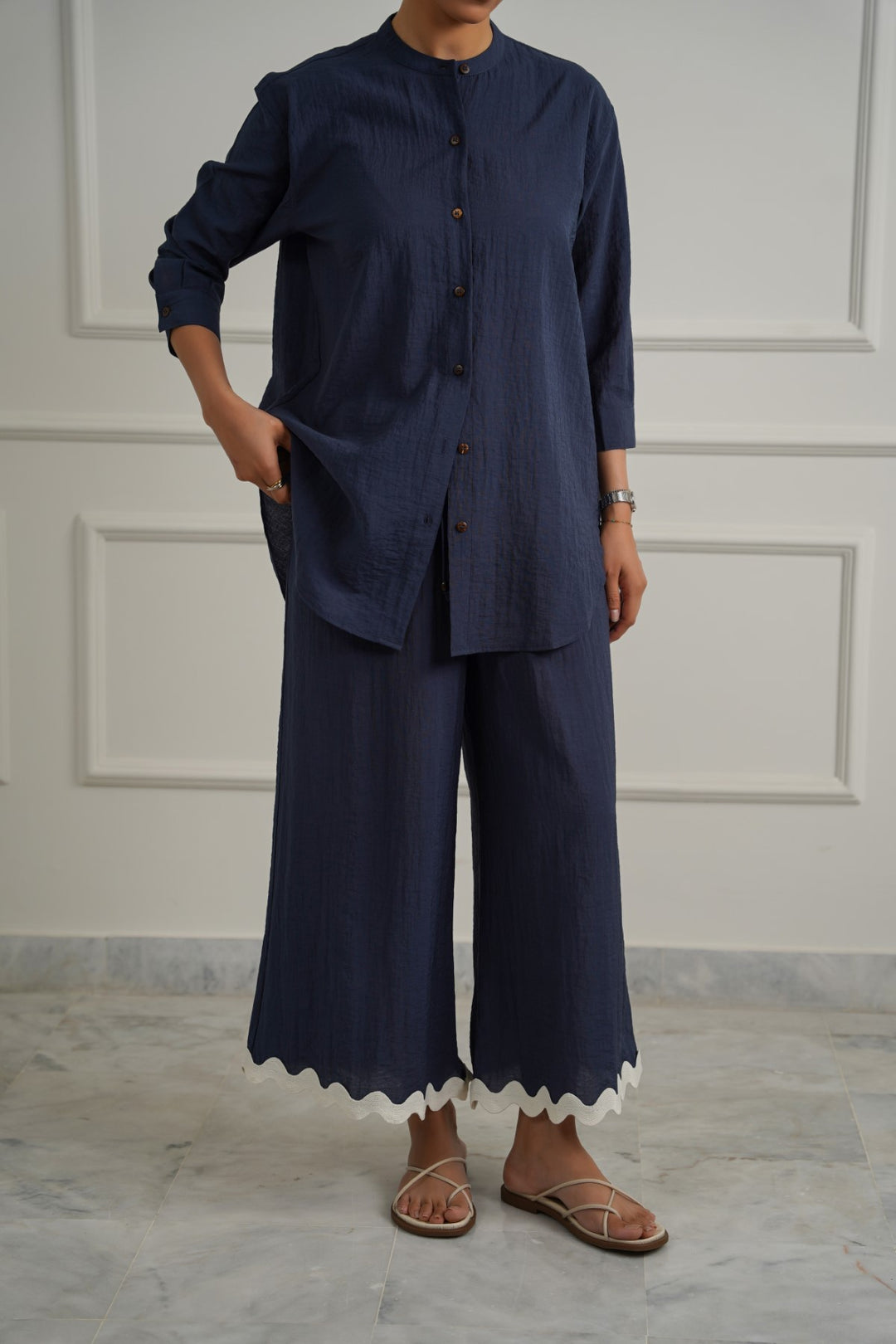 NAVY RIC RAC BREEZE CULOTTE
