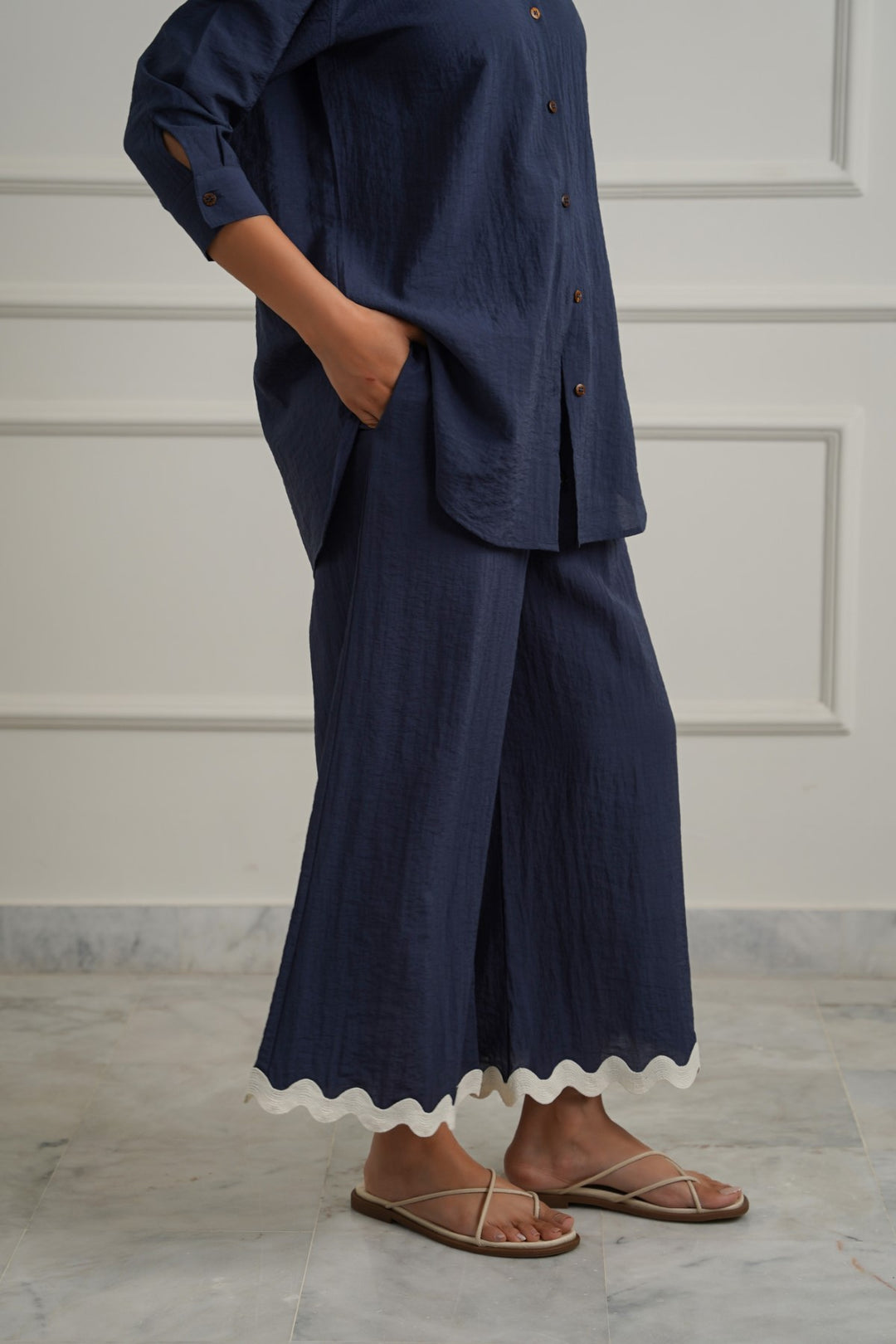 NAVY RIC RAC BREEZE CULOTTE