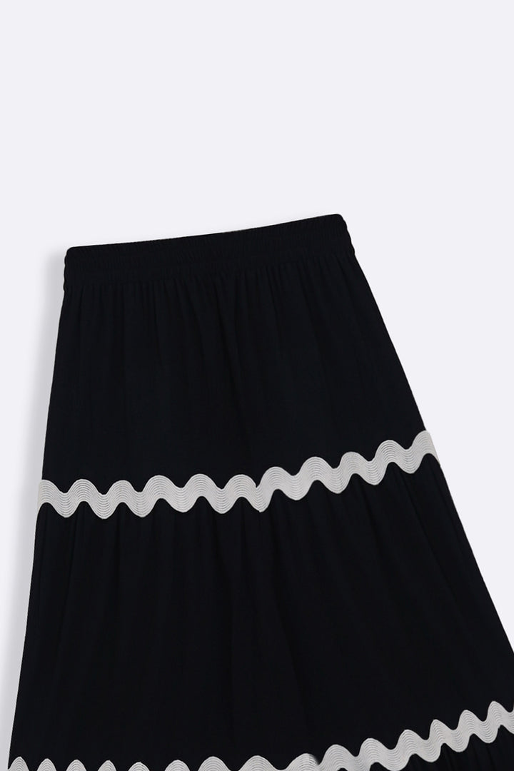 BLACK RIC RAC MAXI SKIRT