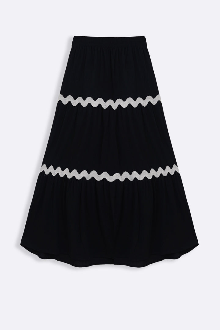 BLACK RIC RAC MAXI SKIRT