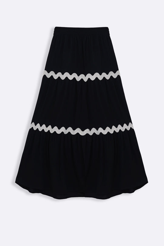 BLACK RIC RAC MAXI SKIRT