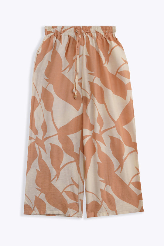 TEA PINK ABSTRACT RESORT PANTS