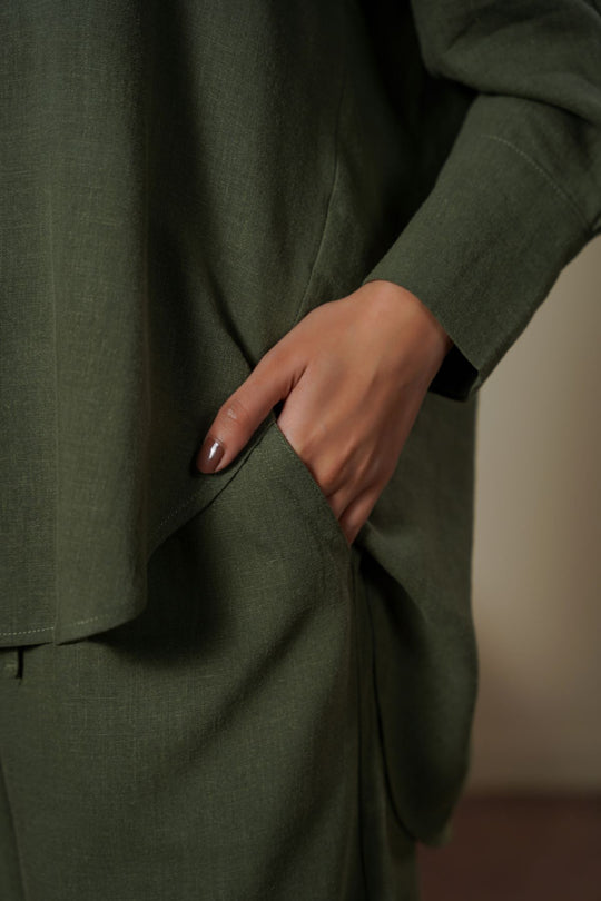 GREEN PLANT FIBER COCOON PANTS