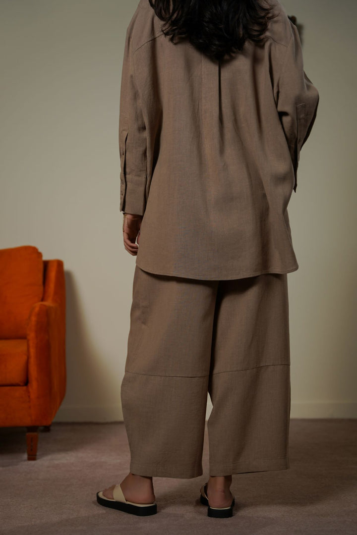 TAUPE PLANT FIBER COCOON PANTS