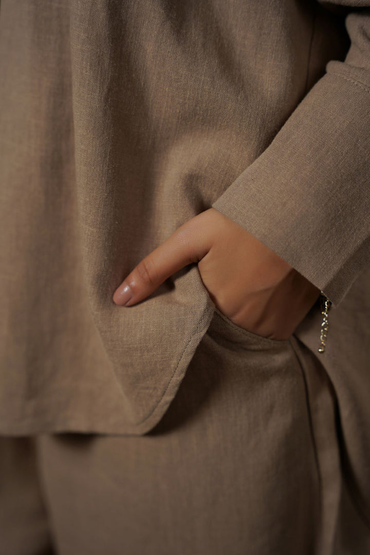 TAUPE PLANT FIBER COCOON PANTS