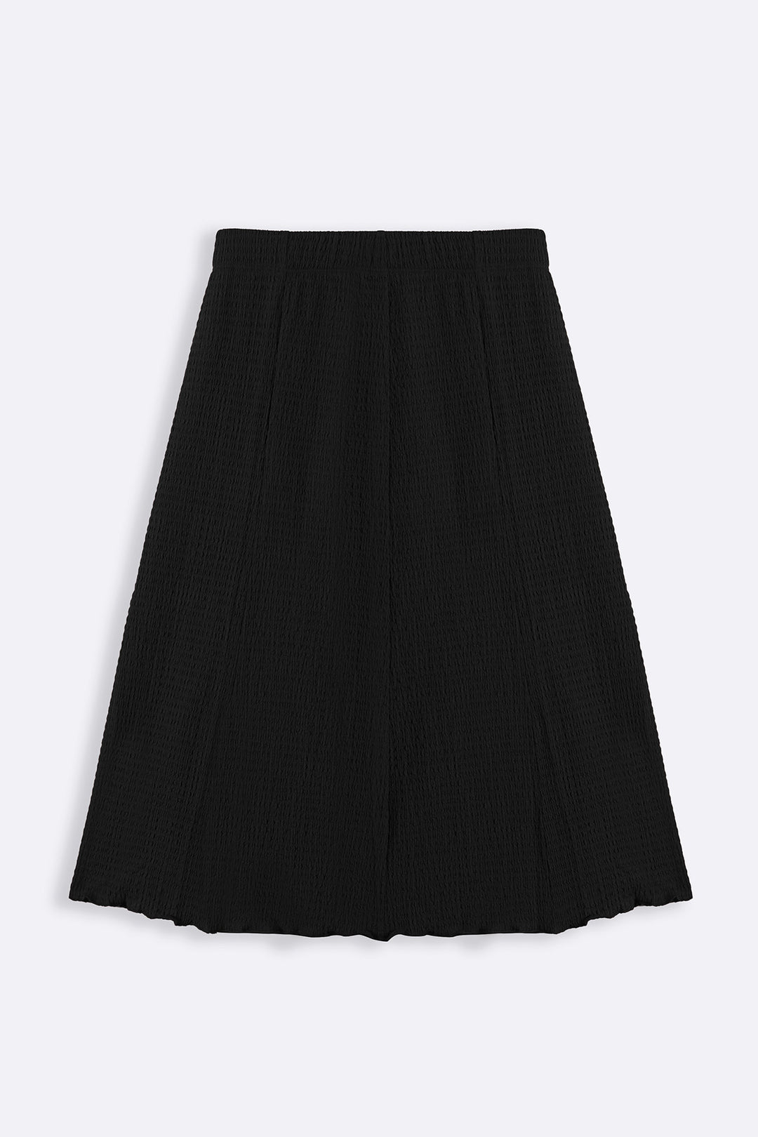 BLACK ASYMMETRIC CRINKLE SKIRT