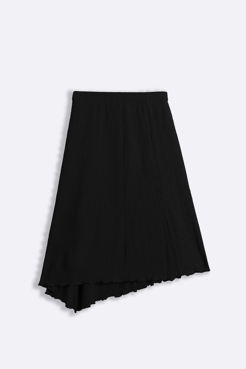 BLACK ASYMMETRIC CRINKLE SKIRT