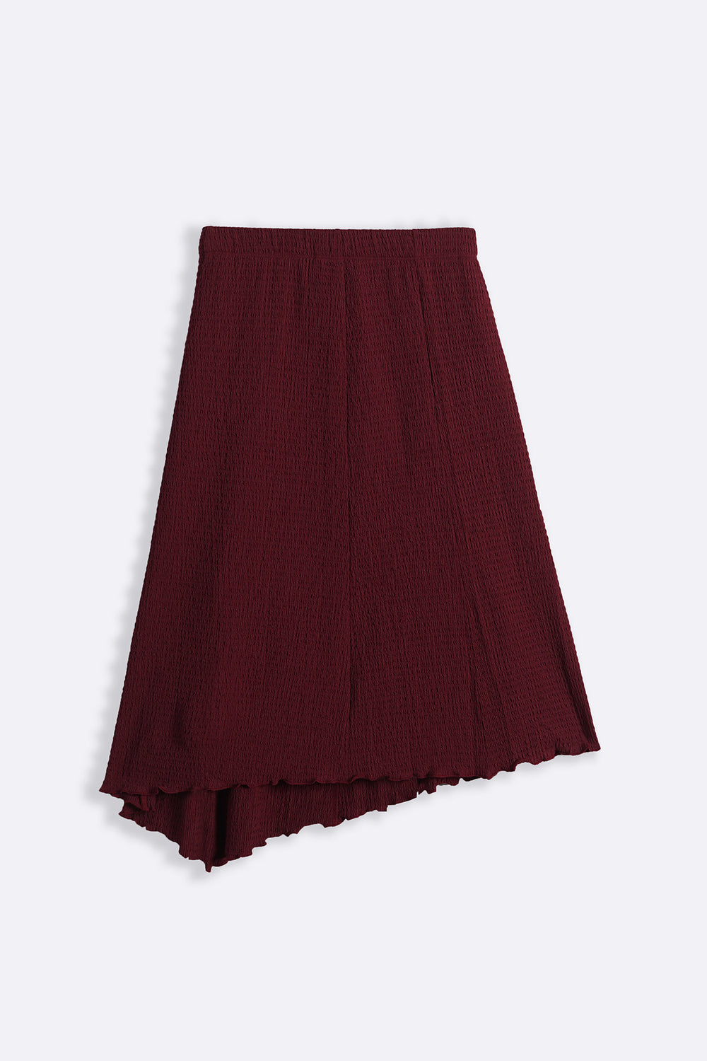 BURGUNDY ASYMMETRIC CRINKLE SKIRT