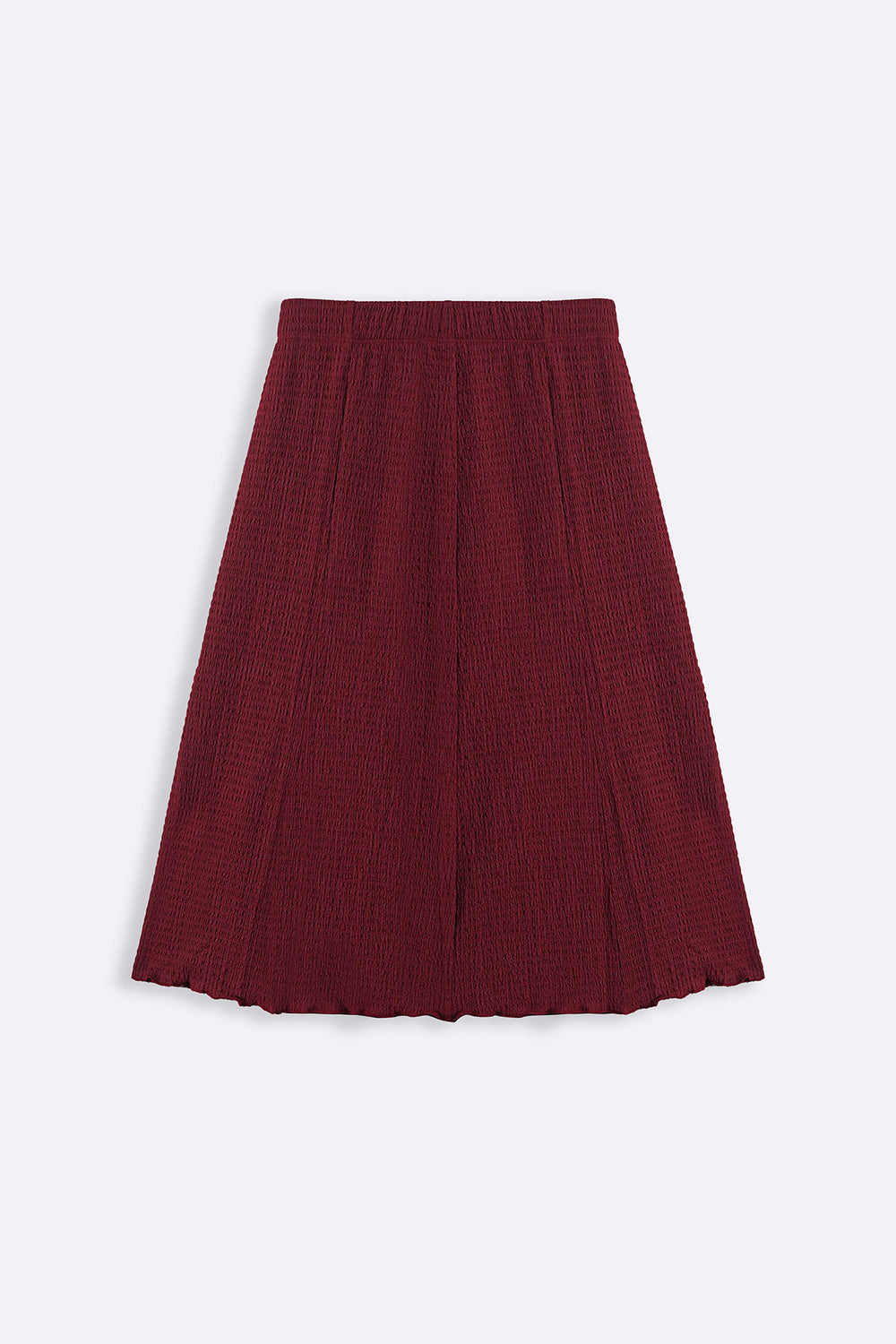 BURGUNDY ASYMMETRIC CRINKLE SKIRT