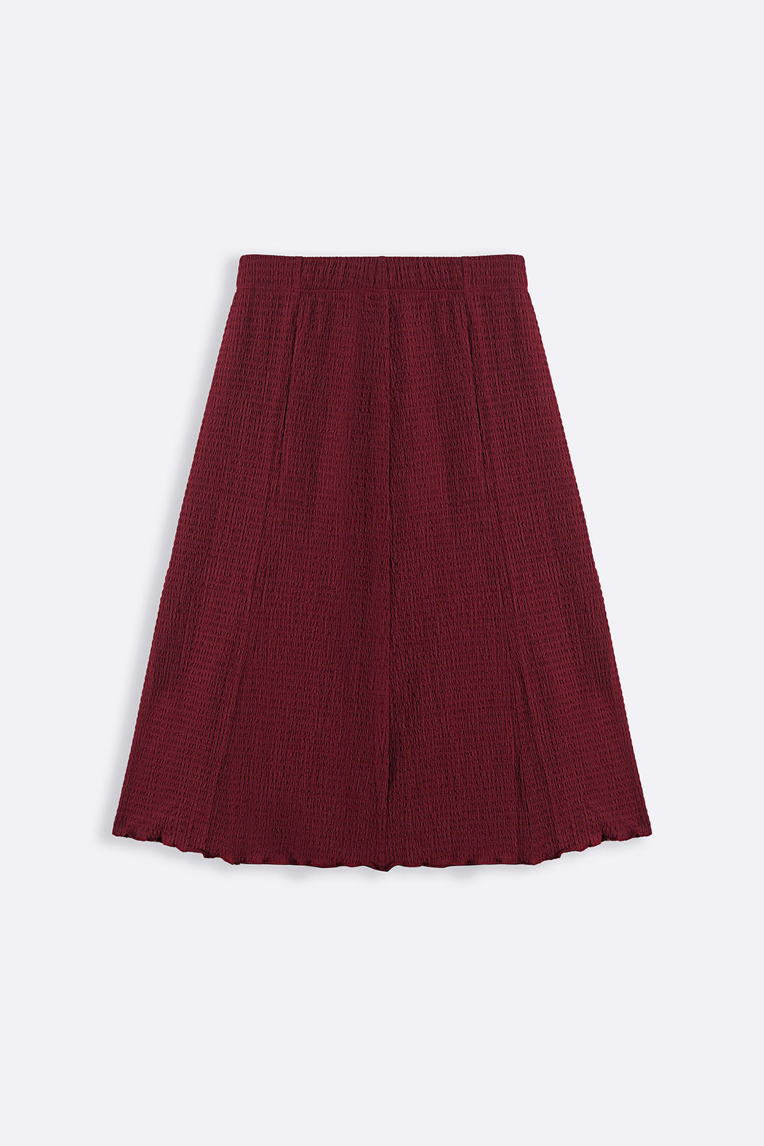 BURGUNDY ASYMMETRIC CRINKLE SKIRT