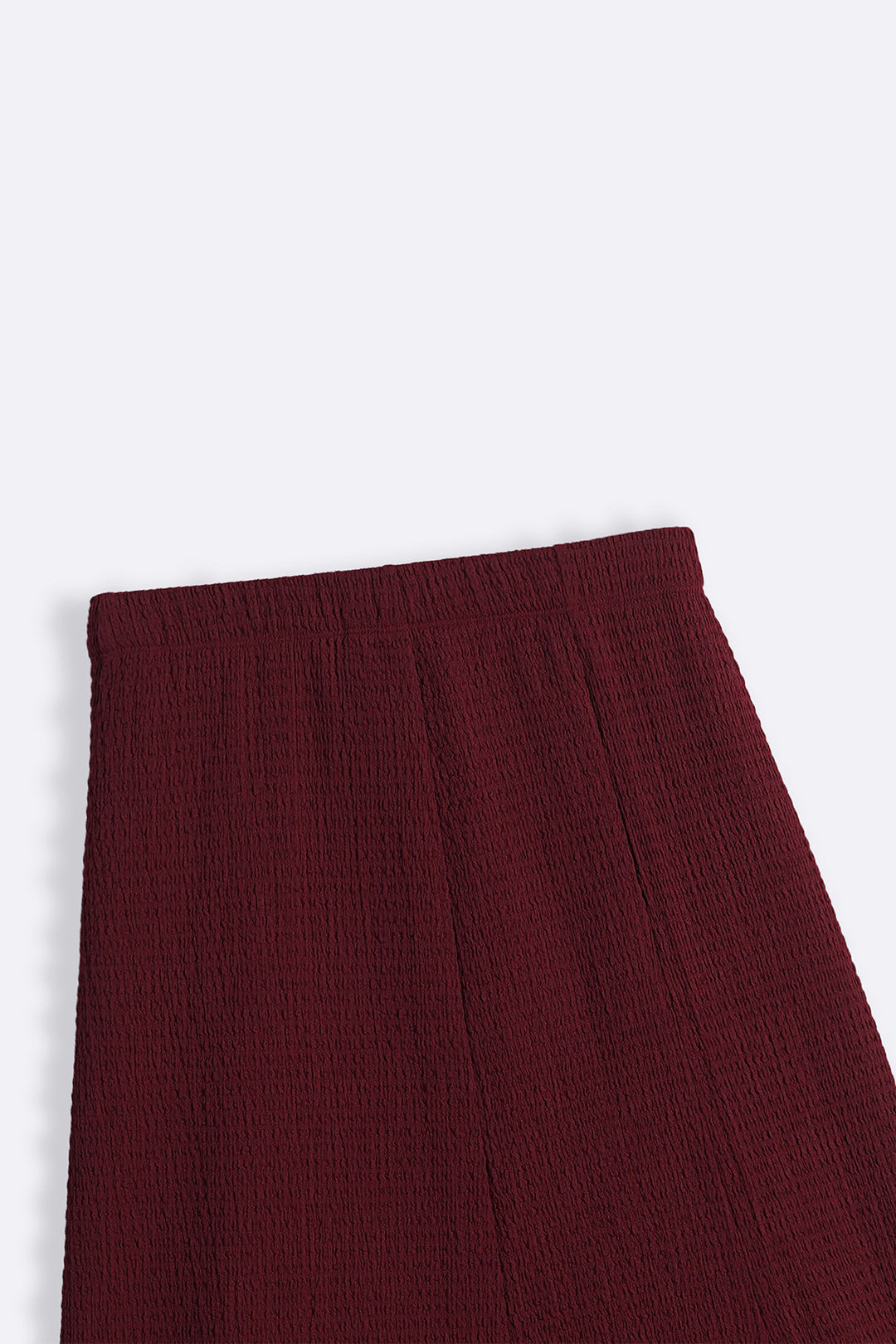 BURGUNDY ASYMMETRIC CRINKLE SKIRT