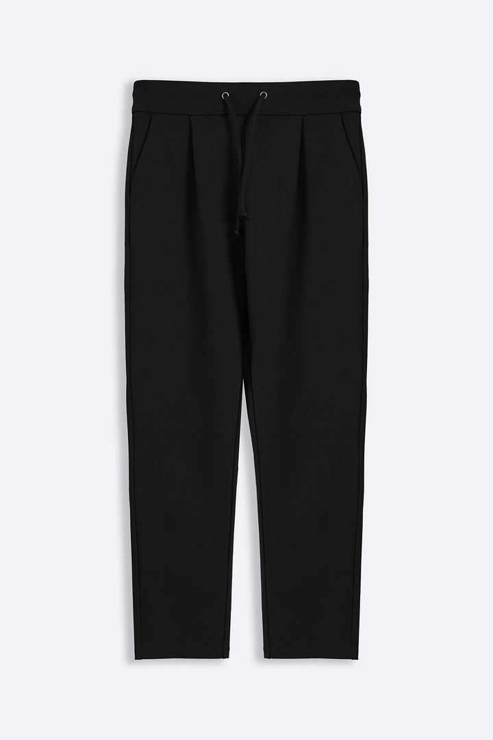 BLACK TAPERED PANTS WITH DRAWCORD