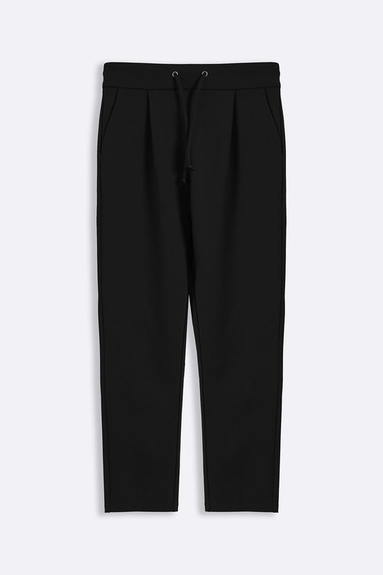 BLACK TAPERED PANTS WITH DRAWCORD