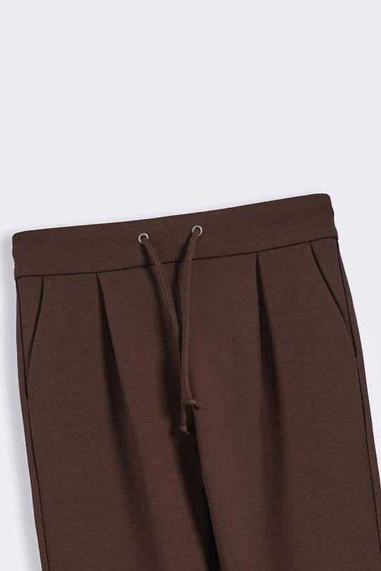 BROWN TAPERED PANTS WITH DRAWCORD