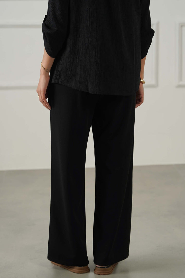 BLACK TAILORED WIDE PANTS