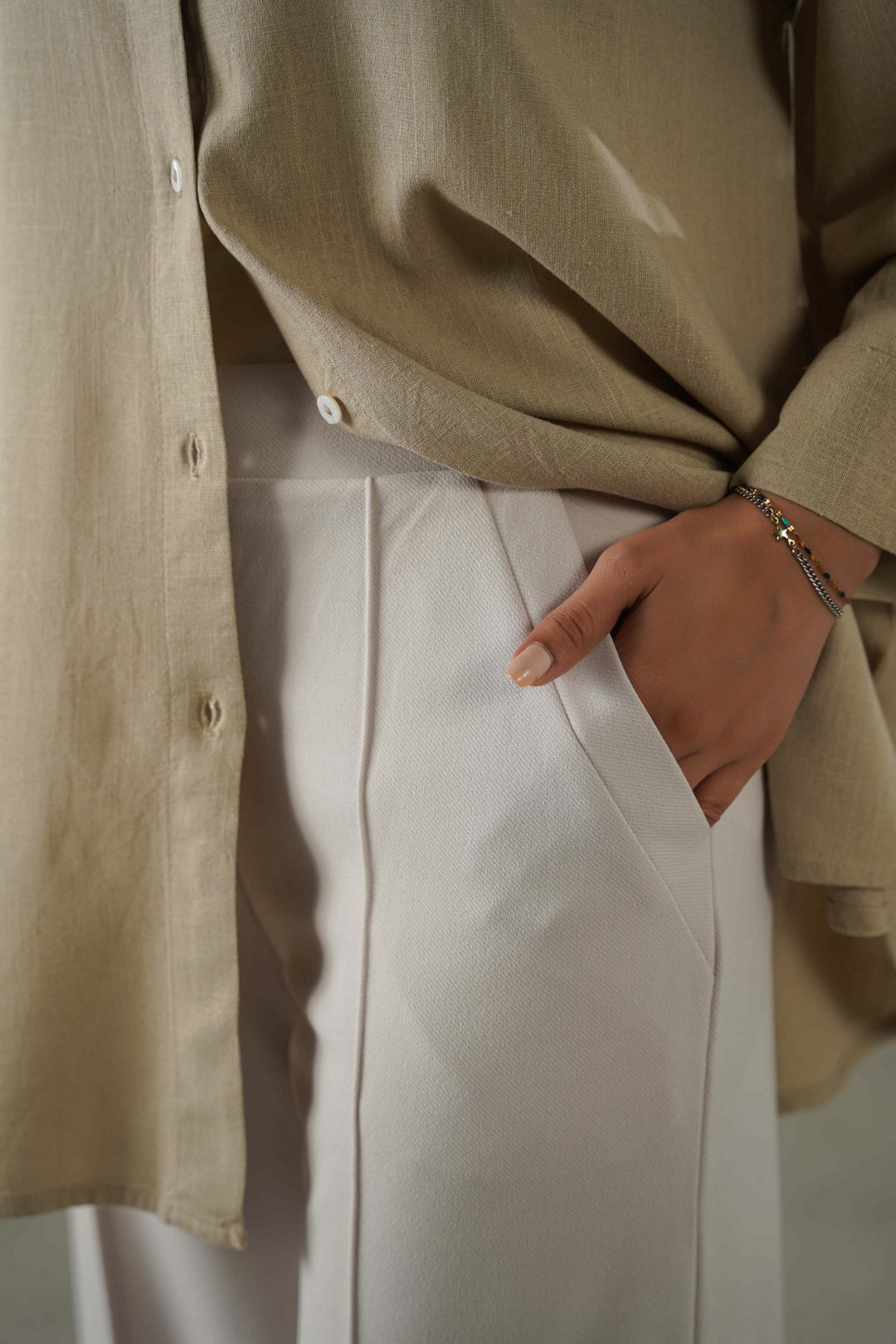 IVORY TAILORED WIDE PANTS