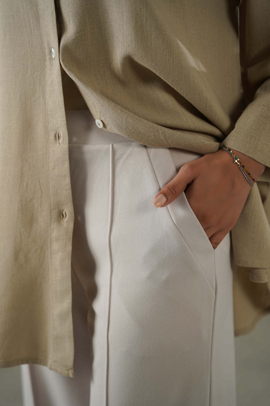 IVORY TAILORED WIDE PANTS