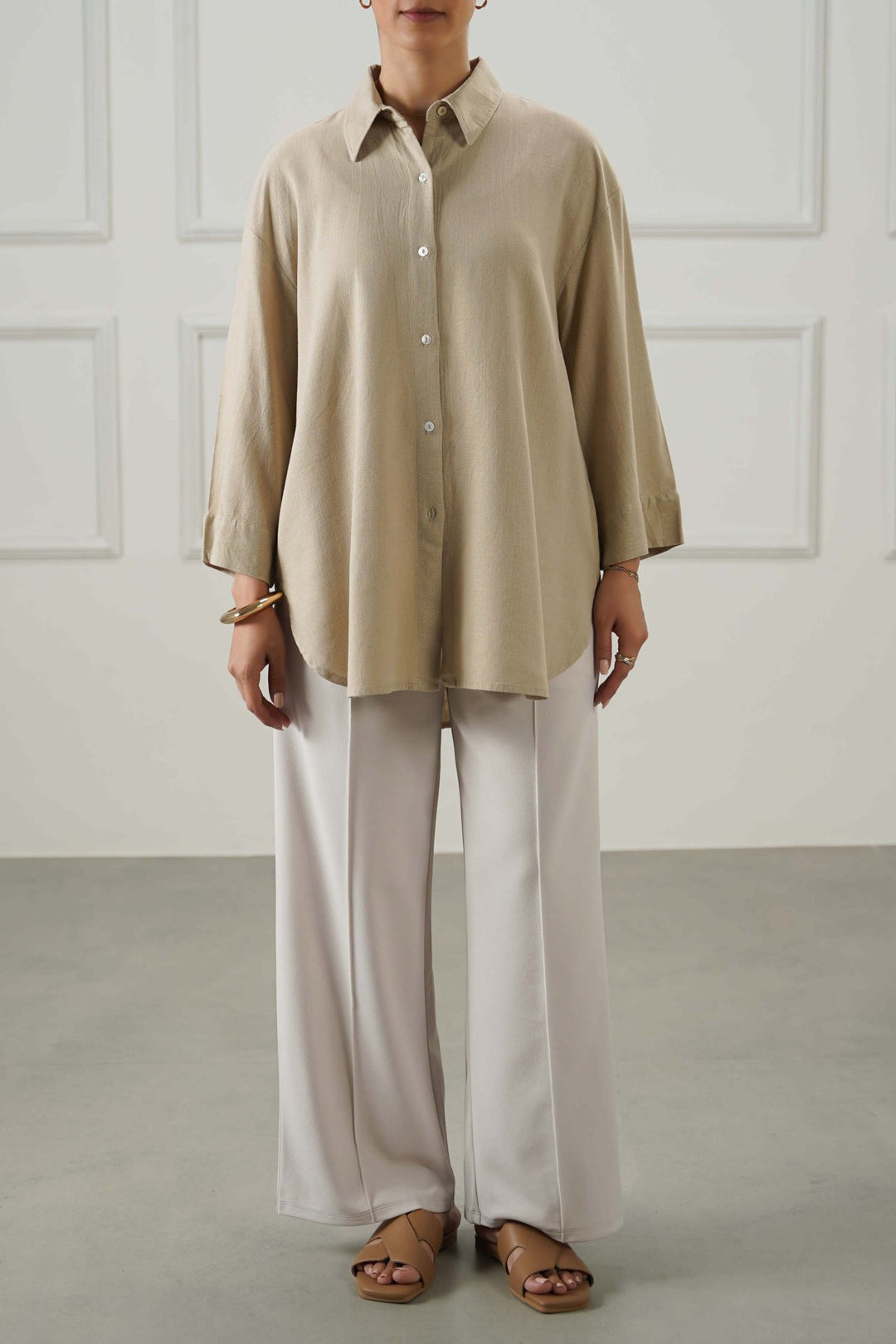 IVORY TAILORED WIDE PANTS