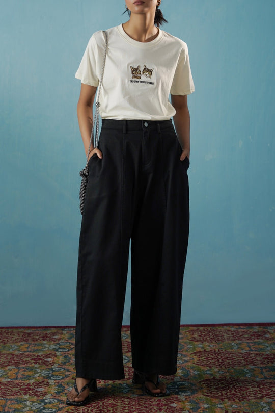 BLACK SLOUCHY EASE PANTS